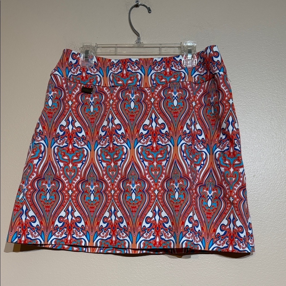 Peck & Peck Red and Blue Patterned Mini Skirt